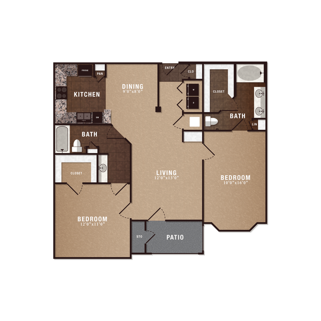 B1 2x2 1436 floor plan